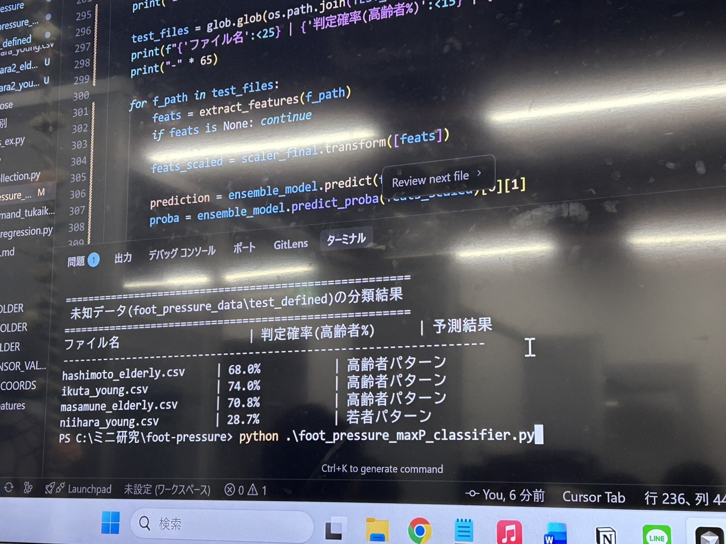 機械学習による識別精度結果のグラフ